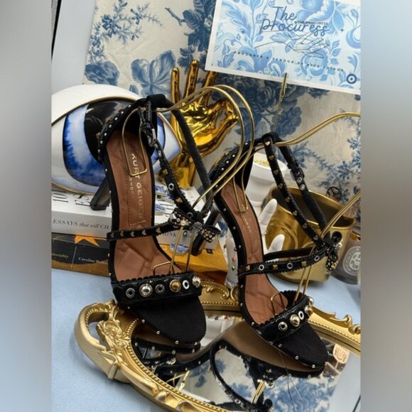 🆕 KURT GEIGER LONDON 🧿 NWOB Mini Bow Eyelet Heel Sandal, Black - Sz 37 US 7 - Picture 3 of 15